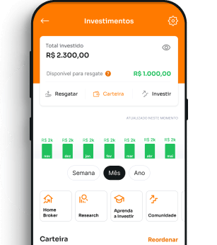 Tela de Investimentos do App Inter