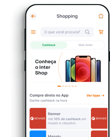 Captura da tela de shopping do super app inter