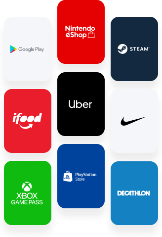 Variedade de Gift Cards disponíveis no Supper App do Inter, são várias opções de apps e lojas para você comprar, presentear e economizar