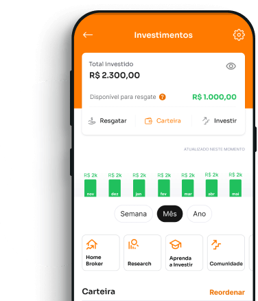 Tela de Investimentos do App Inter